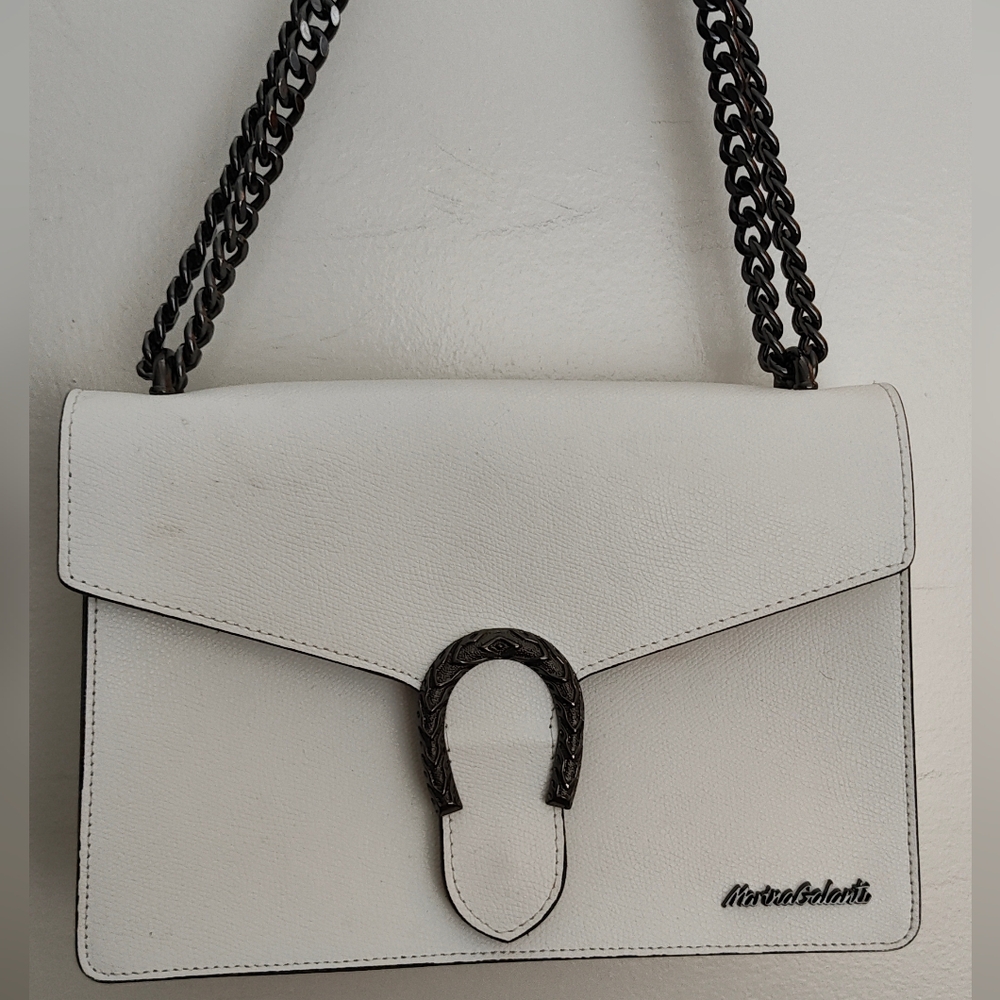 White Crossbody Bag with Chain Strap